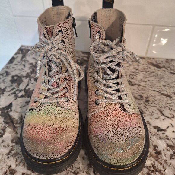Dr. Martens Pascal suede boots 1460 rainbow glitter lace up size 12 US - Picture 1 of 8